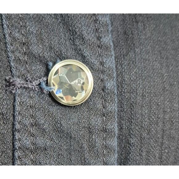 CHICO’S 3 Platinum Embellished BLING Black Denim Jacket XL w/ Rhinestones NWOT - Picture 5 of 8